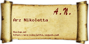 Arz Nikoletta névjegykártya